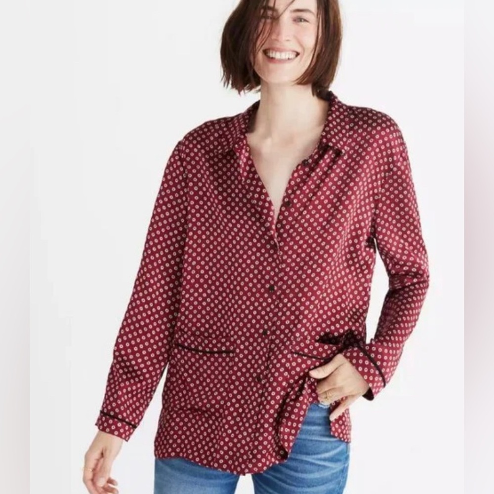 Madewell Silk Oversized Pajama Shirt